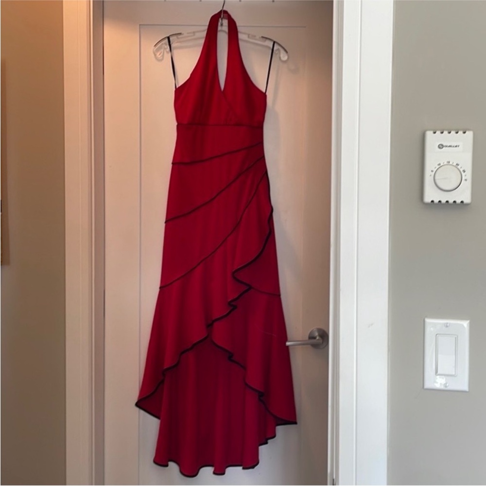 Elegant Red Halter Dress